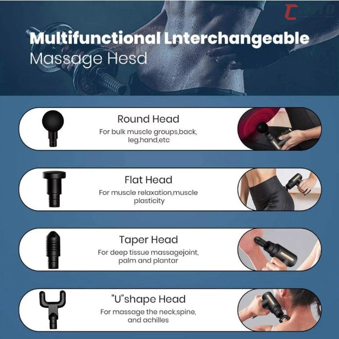 Pistola de massagem elétrica, massageador de tecidos profundos